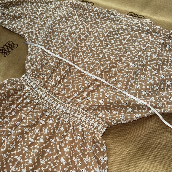 Shoshanna Women'S Beige Three-Quarter Sleeve Elastic Waist Dress Size 6 - Picture 15 of 17